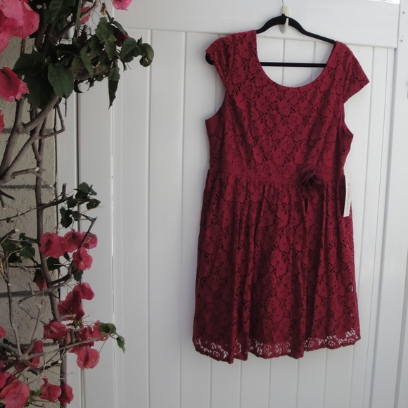 G Collection Dresses & Skirts - G Collection Burgundy Lace NWT 1X Dress